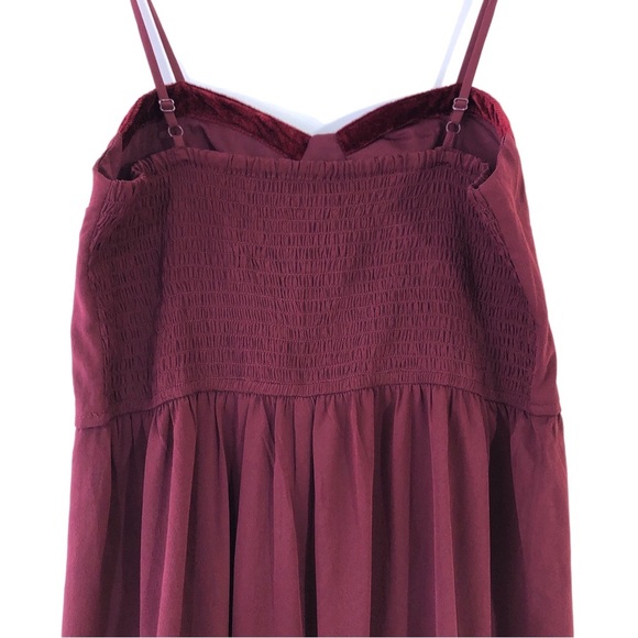BOG COLLECTIVE Maroon Red Velvet Smocked Jumpsuit M/L - Picture 3 of 8